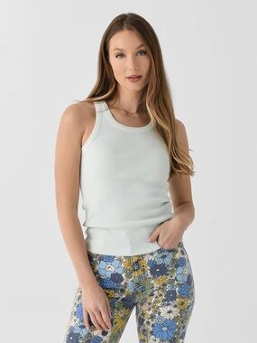 Vince ribbed scooped neck tank in aqua dew mint green